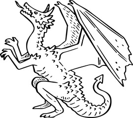 hand drawn dragon illustration.