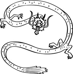 hand drawn dragon illustration.