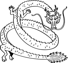 hand drawn dragon illustration.