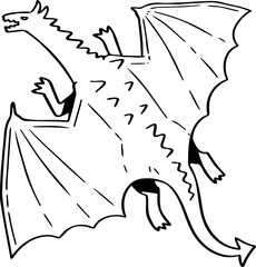 hand drawn dragon illustration.
