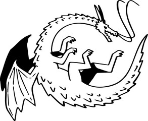 hand drawn dragon illustration.