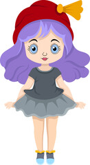 beautiful young girl with purple hair wearing a cute short skirt