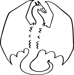 hand drawn dragon illustration.
