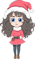 beautiful girl is standing wearing christmas themed clothes