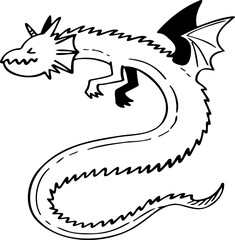 hand drawn dragon illustration.