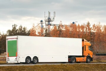 The modified double-decker European truck with additional cargo space and better aerodynamics....