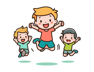 Cartoon kids jumping. Vector illustration