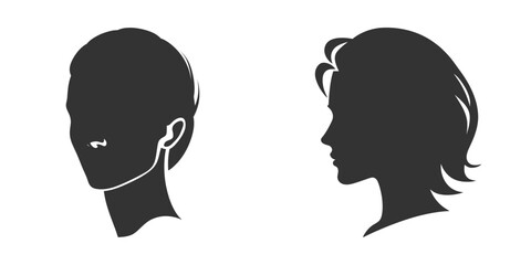 Woman face silhouette. Vector illustration - obrazy, fototapety, plakaty