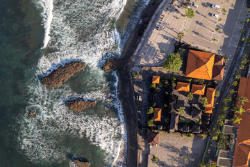 aerial view of cliff and ocean