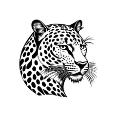 leopard head vector, leopard head mascot  isolated on white background, leopard head Black  illustration 