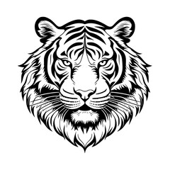 tiger head vector, Tiger head mascot  isolated on white background, Tiger head Black  illustration 