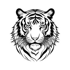 tiger head vector lion isolated on white background, lion head Black  illustration 