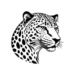 leopard vector illustration, leopard head mascot  isolated on white background, leopard head Black  illustration 