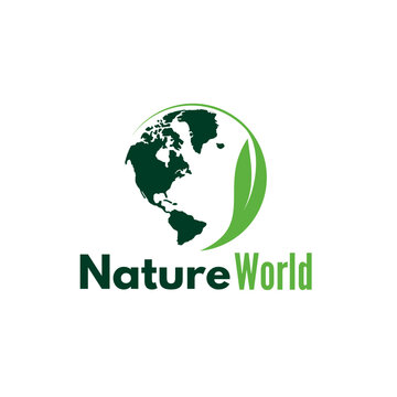 Green Minimalist Nature World Logo Design