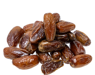 Date fruits on white background.