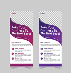 Roll up banner design template, vertical, abstract background, pull up design, modern x-banner, rectangle size.