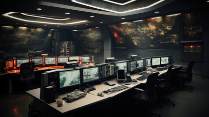A command center for the city disaster risk management office. - obrazy, fototapety, plakaty
