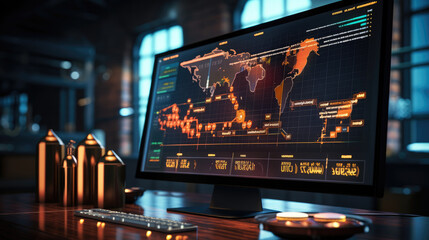 Graph on computer monitor, Futuristic finance digital market graph user interface.