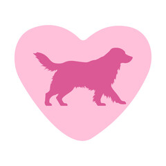 good boy love dog Silhouette of labrador retriever dog illustration heart isolated on white background logo
