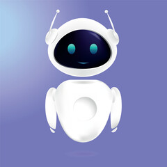 3D chat bot artificial intelligence with neon eyes. AI technology concept. Technology and engineering. Customer support service Chat Bot. Digital brain neural network.Vector illustration