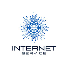 blue minimalist internet connection Logo Design