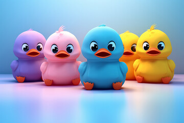 3D character of a cute duck in children's style