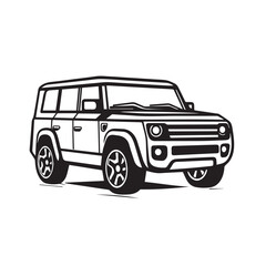 SUV in cartoon, doodle style. Isolated 2d vector illustration in logo, icon style, Eps 10, black and white. AI Generative