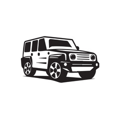 SUV in cartoon, doodle style. Isolated 2d vector illustration in logo, icon style, Eps 10, black and white. AI Generative