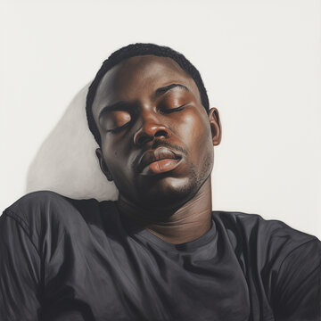 Handsome young black man sleep on white background
