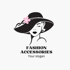 Black Pink Minimalist Illustrated Women Fashion Accessory Boutique Logo Design