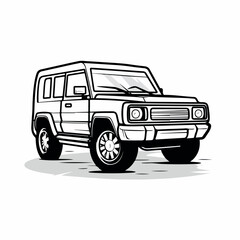 SUV in cartoon, doodle style. Isolated 2d vector illustration in logo, icon style, Eps 10. AI Generative