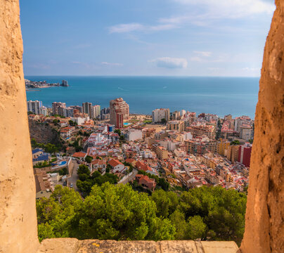 Cullera Spain view of the town and coast to mediterranean sea from the castle