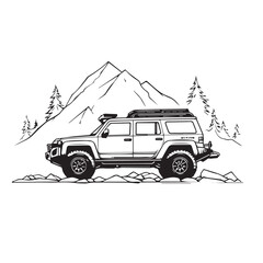SUV in cartoon, doodle style. Isolated 2d vector illustration in logo, icon style, Eps 10. AI Generative