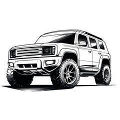 SUV in cartoon, doodle style. Isolated 2d vector illustration in logo, icon style, Eps 10. AI Generative