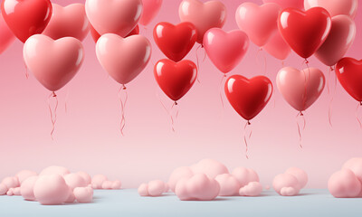 red and pink heart balloon background 