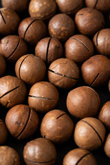 Close up of macadamia nuts background.