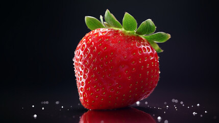 A ripe red, sweet strawberry
