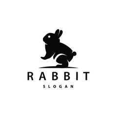 Rabbit logo design cute bunny simple animal silhouette illustration template