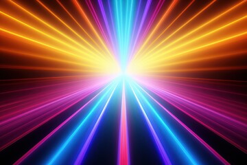Obraz premium 3D render, vibrant neon rays and glowing lines create abstract colorful background