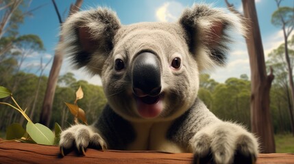 Obraz premium Happy koala gives a thumb up.