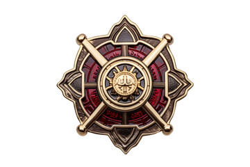 Decorative Golden Star Medal Isolated on White Background