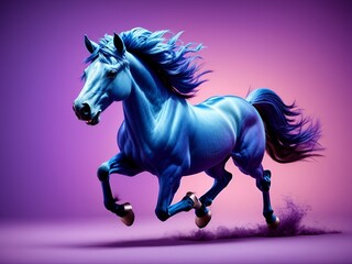 Obraz na płótnie Canvas A horse character with blue and purple fur