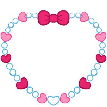frame of hearts . heart ,pearls and bow. cute digital design