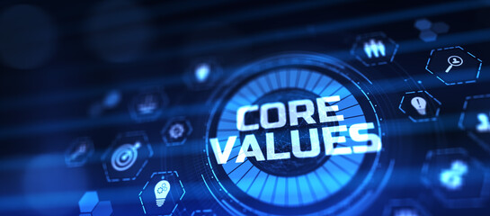 Fototapeta na wymiar Core values company vision strategy business finance concept.