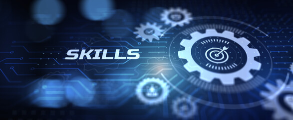 Skills competency career development business finance concept. - obrazy, fototapety, plakaty