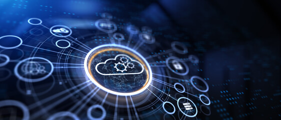 Cloud computing technology data storage concept on virtual screen.