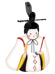 雛人形のお内裏さま　日本の伝統的行事「ひな祭り」で飾られる雛人形のイラスト
