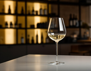 White wine in wineglass in restaurant. Generative AI