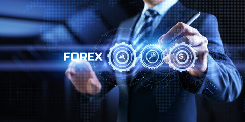 Forex currencies exchange stock market trading investment concept on screen.