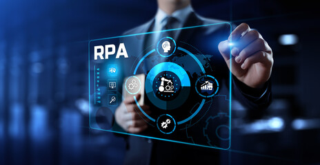 RPA Robotic process automation business process optimisation innovation technology concept.